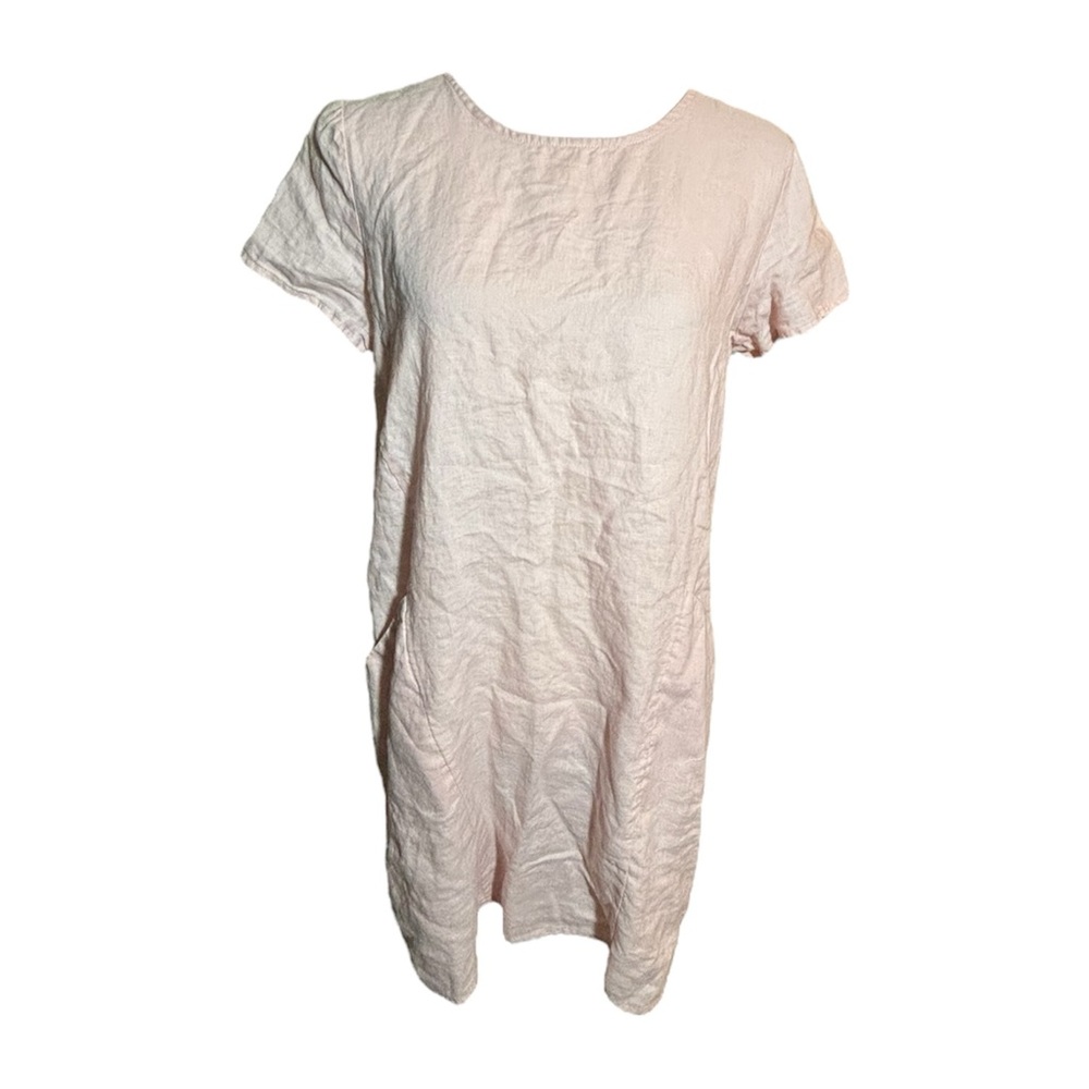 Cynthia Steffe For Cynthia Pink Linen Sheath Pockets Dress Size Medium